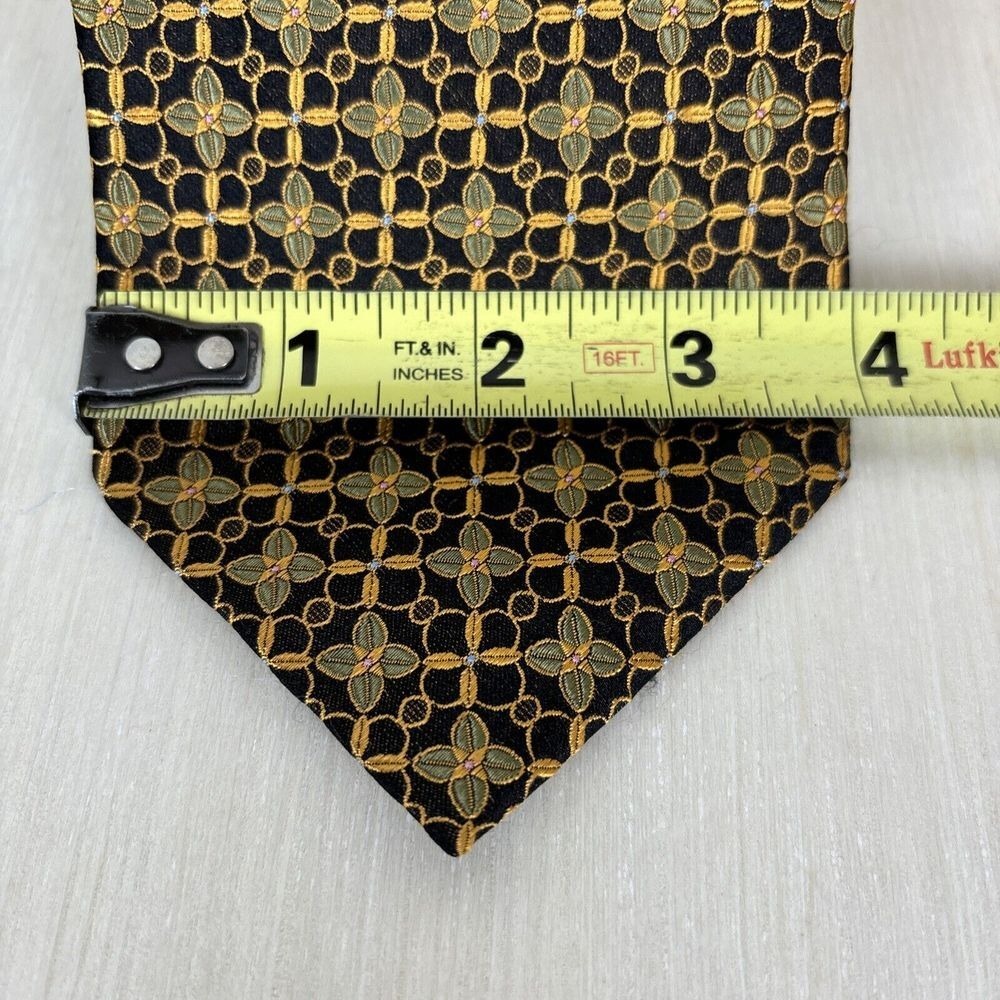 Setazone Men's Neck Tie Silk Floral Black Gold Floral 62" Handmade - Picture 3 of 5